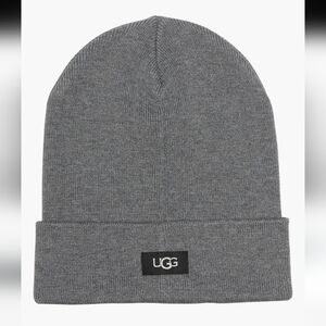 UGG Knit Beanie Hat Grey From Logo Unisex Adults
